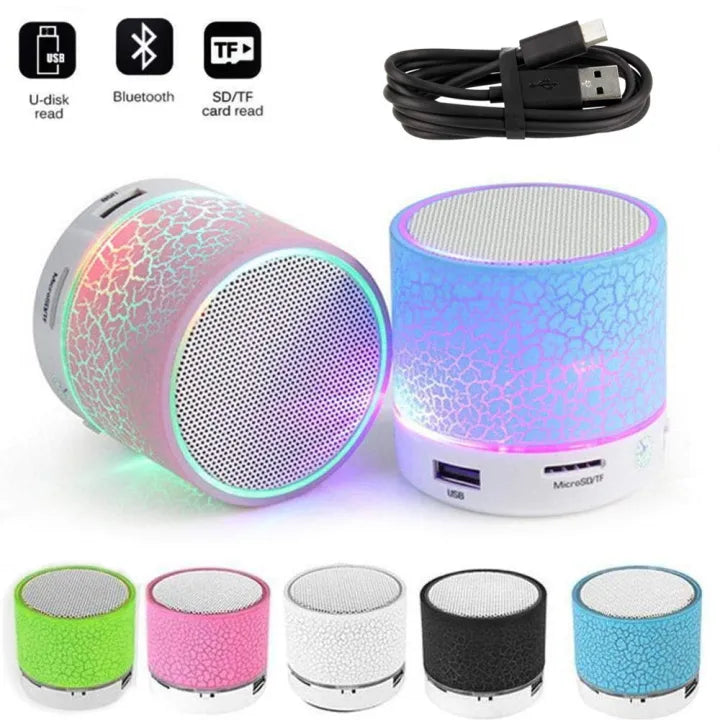 Mini Portable Bluetooth & Rechargeable Speaker with Light + SD Card