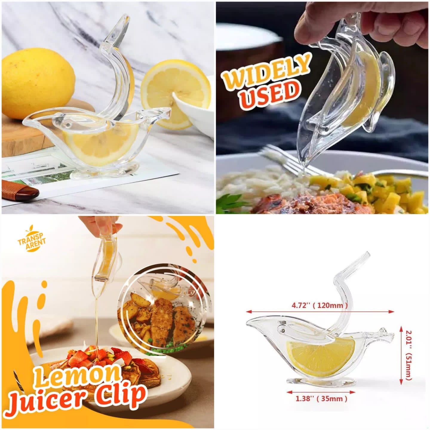 Manual Lemon Clip Portable Clear Fruit Juicer Bird Lemon Slice