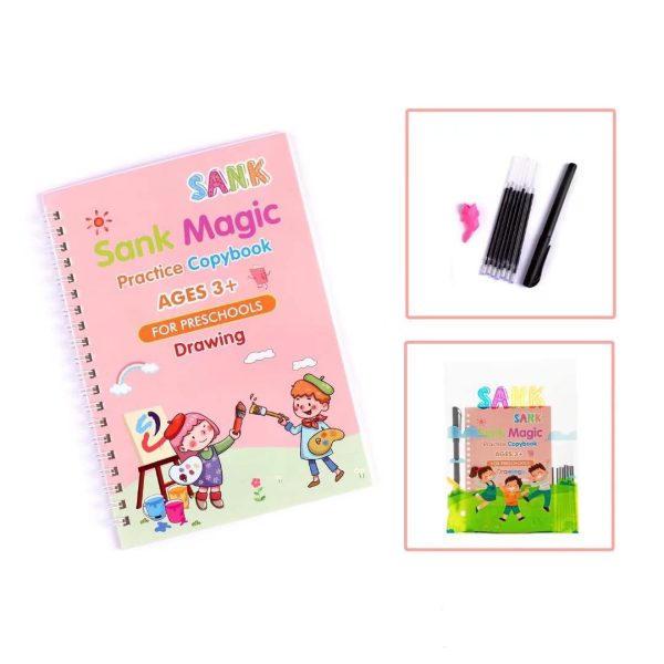 Sank Magic Practice Copybook Set – 4 Books + 10 Refills with Pen for Kids