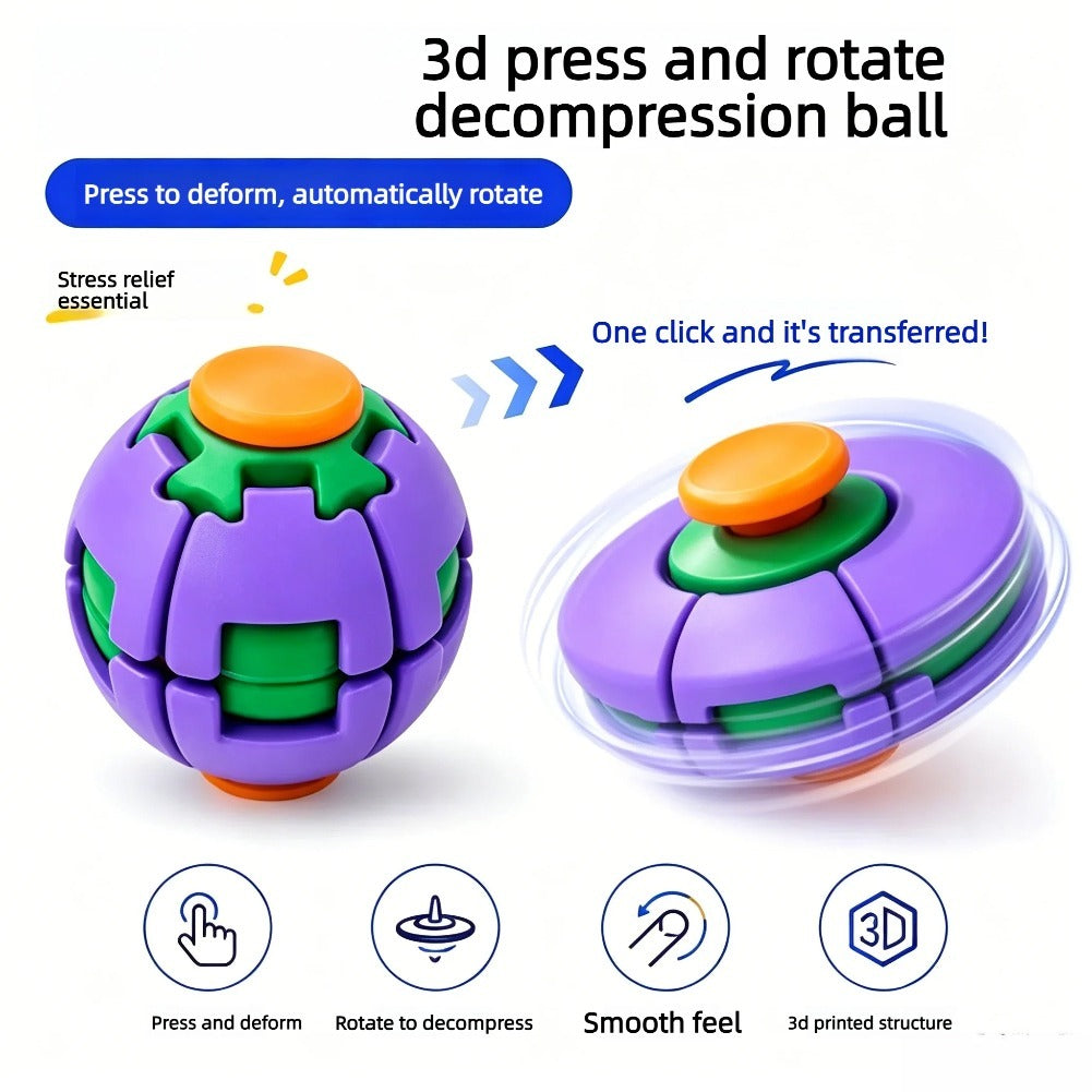 Rotatable 3D Printed Fidget Spinner Ball Push Pop Finger Gyro
