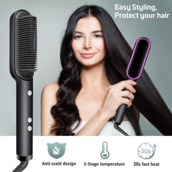 Professional Hair Straightener Brush – Anti-Scald Comb