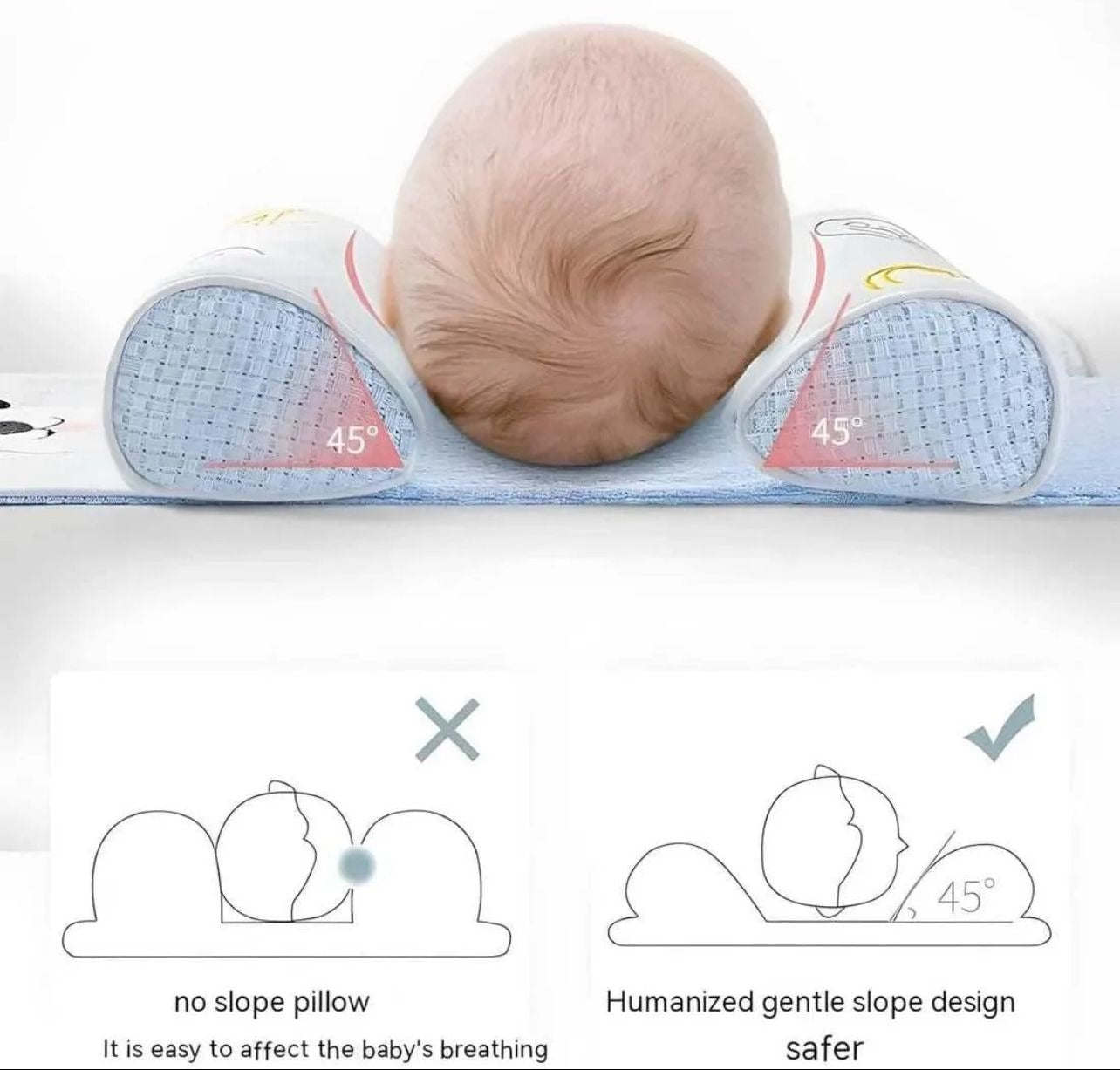 Adjustable Baby Sleeping Support Pillow Anti Roll Cushion