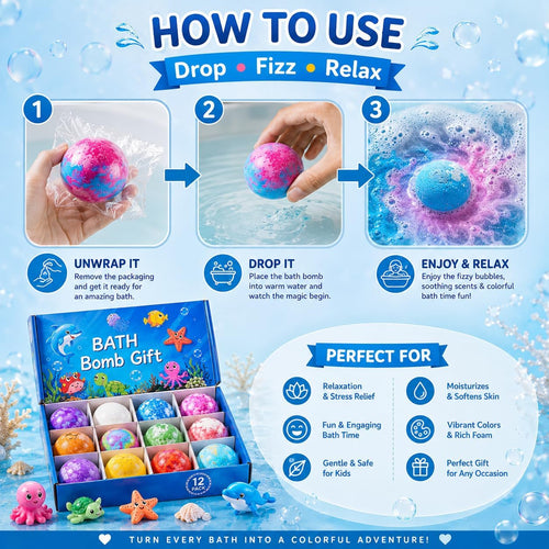 1 pcs Bath Bombs for Kids Gift Set, Colorful Bath Bomb