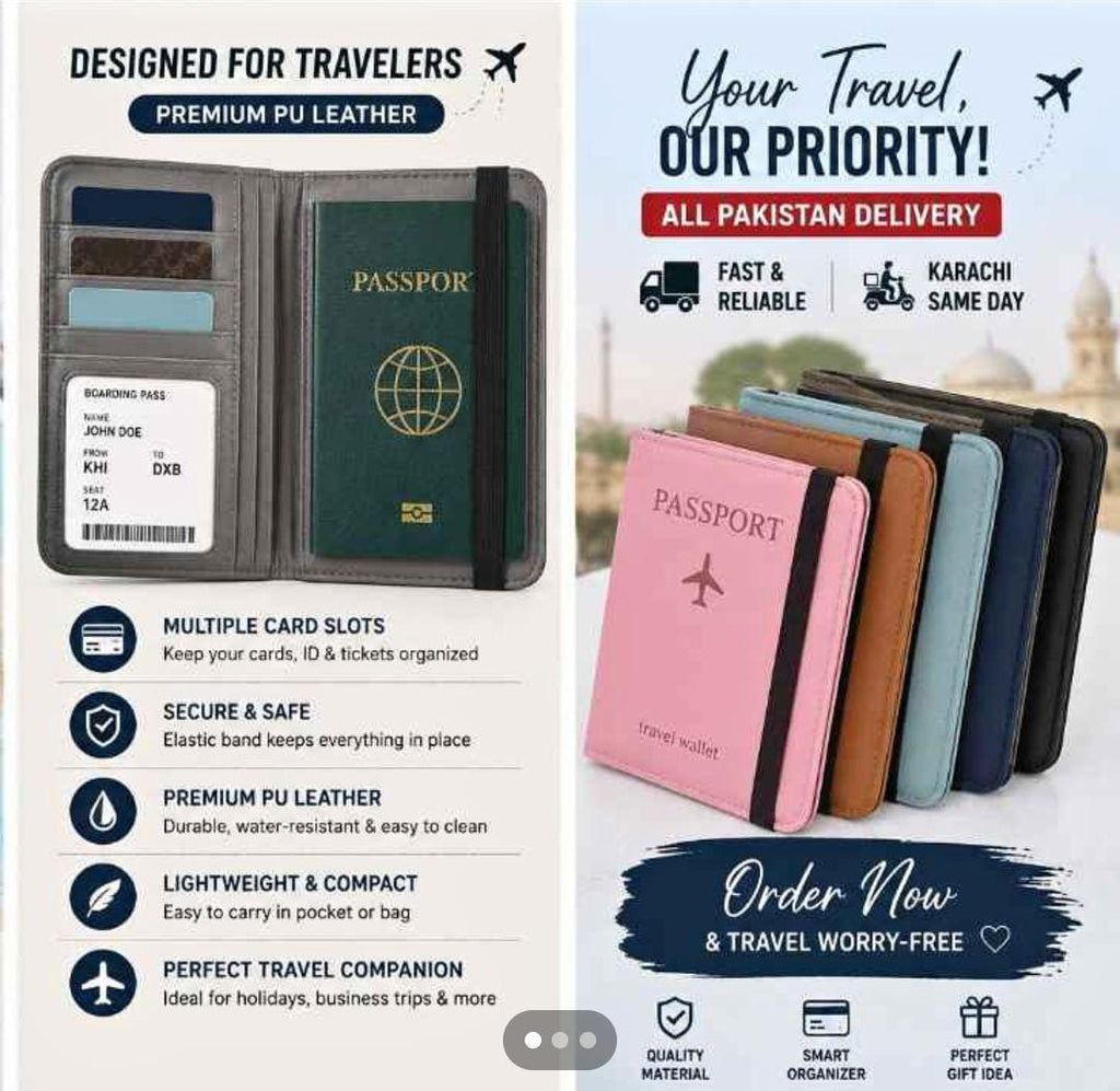 RFID Protected Passport Cover Holder & Travel Wallet Premium Leather Passport & Card Wallet