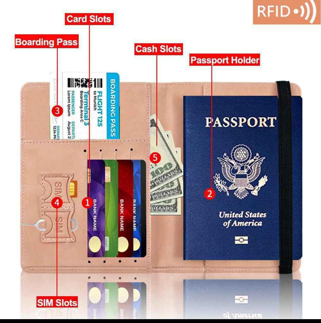 RFID Protected Passport Cover Holder & Travel Wallet Premium Leather Passport & Card Wallet